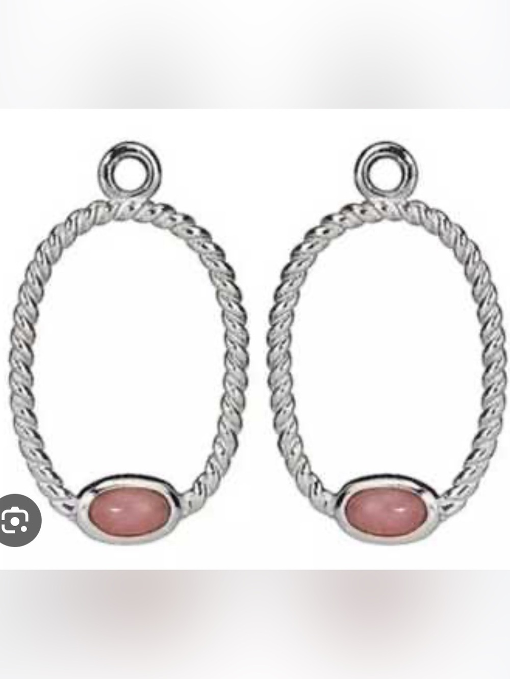 Pandora Silver Twisted Hoop Earrings with Pink Stones